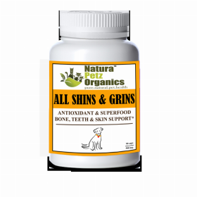 All Shins & Grins Capsules - Antioxidant Super Food Bone, Eye, Teeth & Skin Support Dog & Cat* (size: DOG/ 90 caps / 500 mg.)