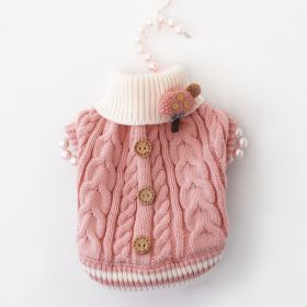 Pet Dog Fashion Sweet Button Sweater (Option: Pink-XS)