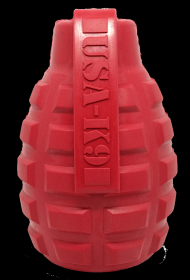 USA-K9 Grenade Durable Rubber Chew Toy & Treat Dispenser (Color: Red, size: medium)